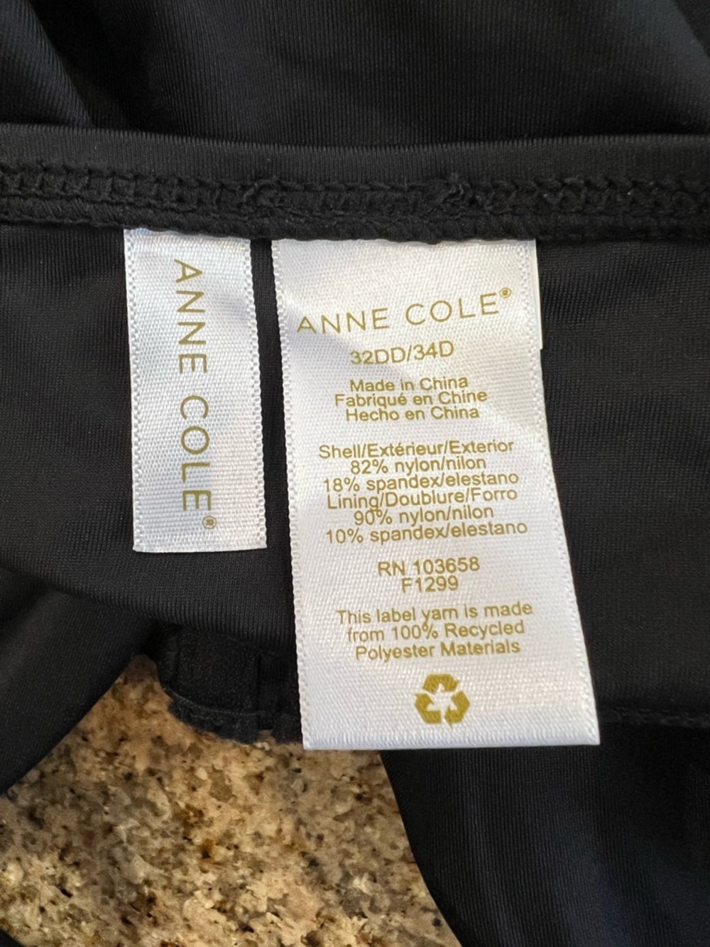 Anne Cole Swim Tank D/DD Cup Black Wrap style top 32DD 34D NWT - Picture 9 of 9